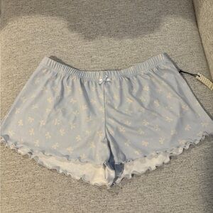 Forever 21 Light Blue Pajama Shorts with Bow Pattern